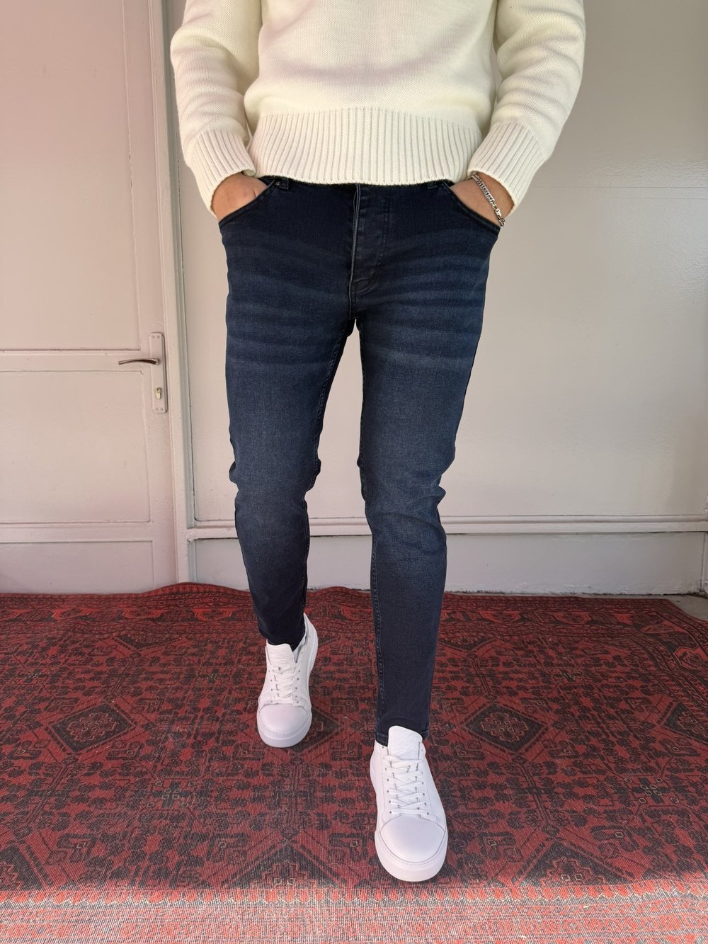 Keps Lacivert Yıkamalı Skinny Jean