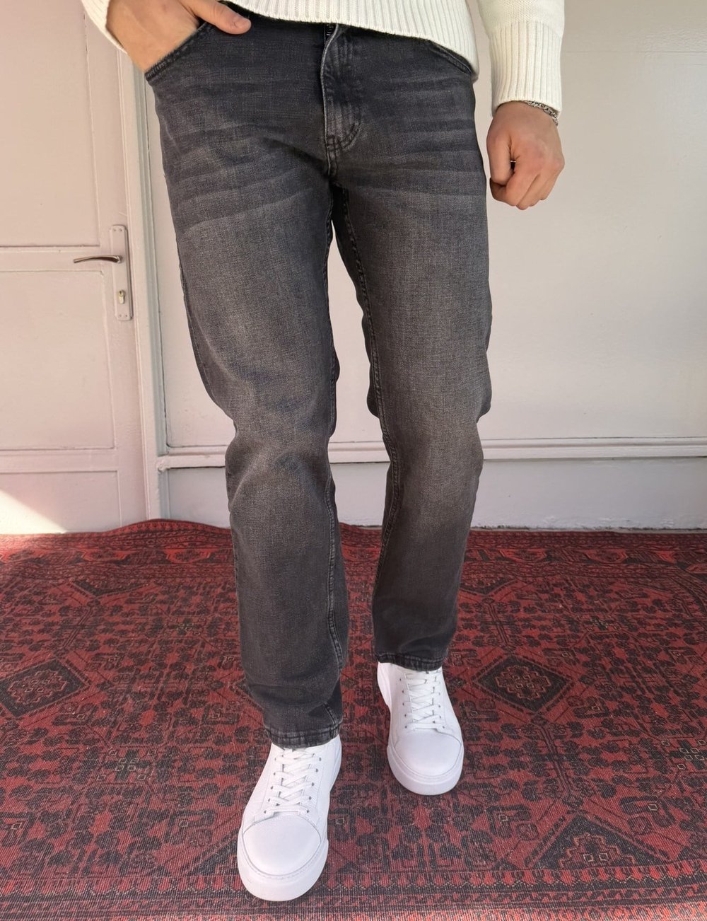Keps Parmak Yıkamalı Antrasit Regular Jean
