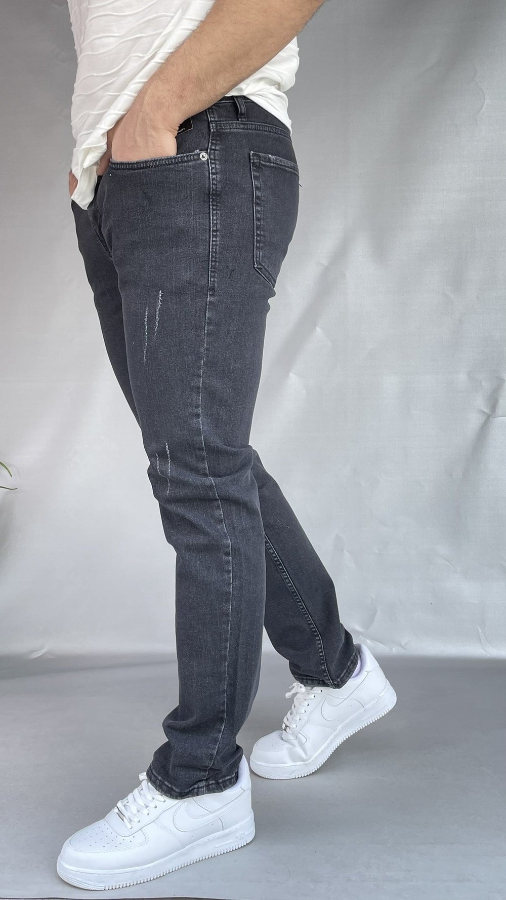 Tırnaklı Antrasit Slim Fit Jean