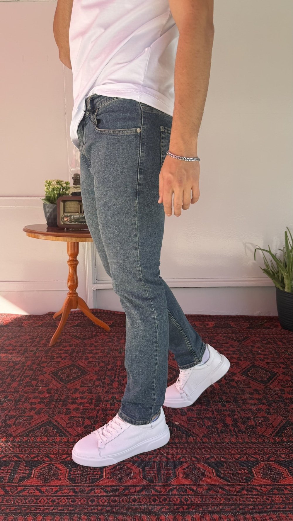 Yeşil-Mavi Regular Jean