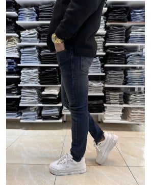 Yıkama Detay Lacivert Slim Fit Jean 424CslMa
