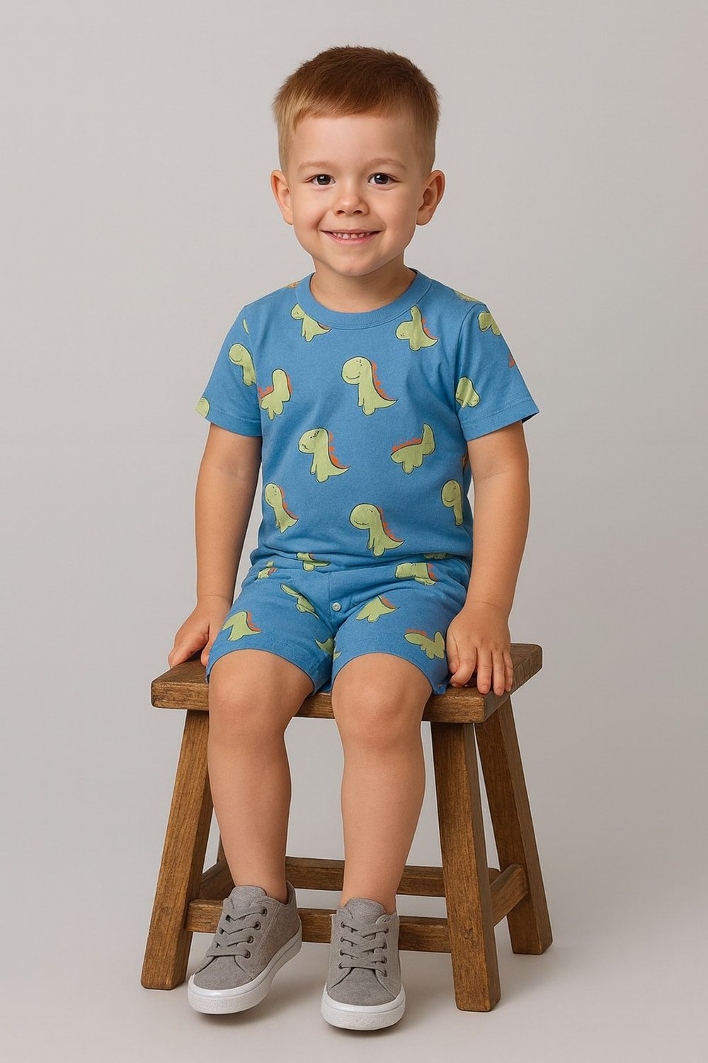 dinazor baskılı yazlık pijama takımı