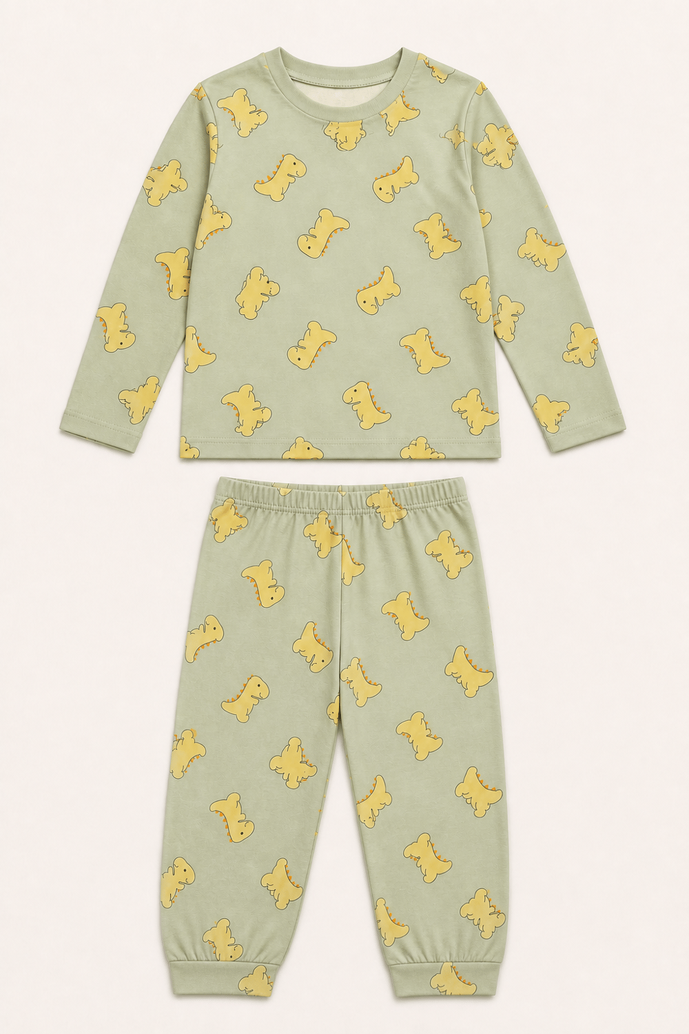 erkek çocuk dinazor basklı likralı pijama takımı
