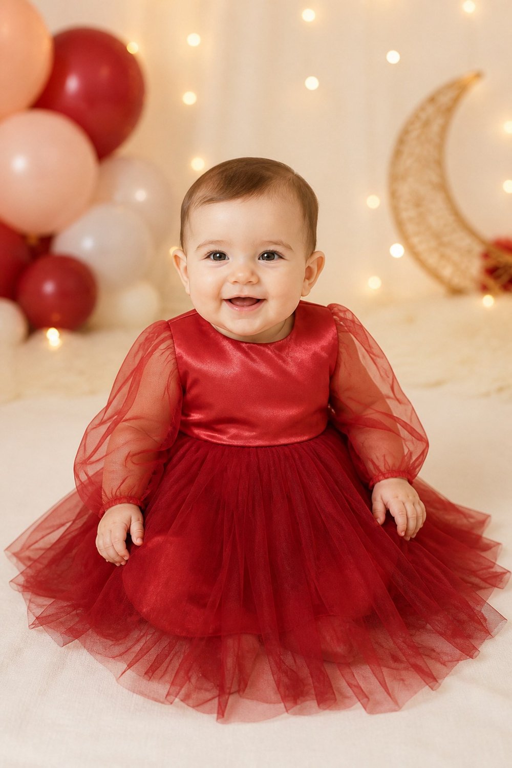 kız bebek 6 ay kınası ve 1 yaş doğum günü konsept elbise
