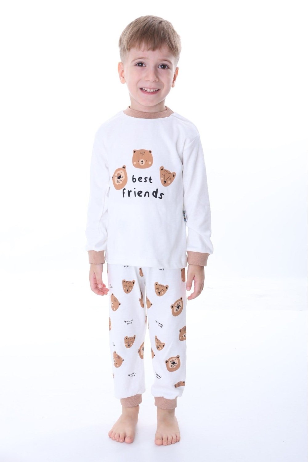 Kız Çocuk Ve Erkek Çocuk Karikatür Baskılı Bebek Ve Çocuk Pijama Seti