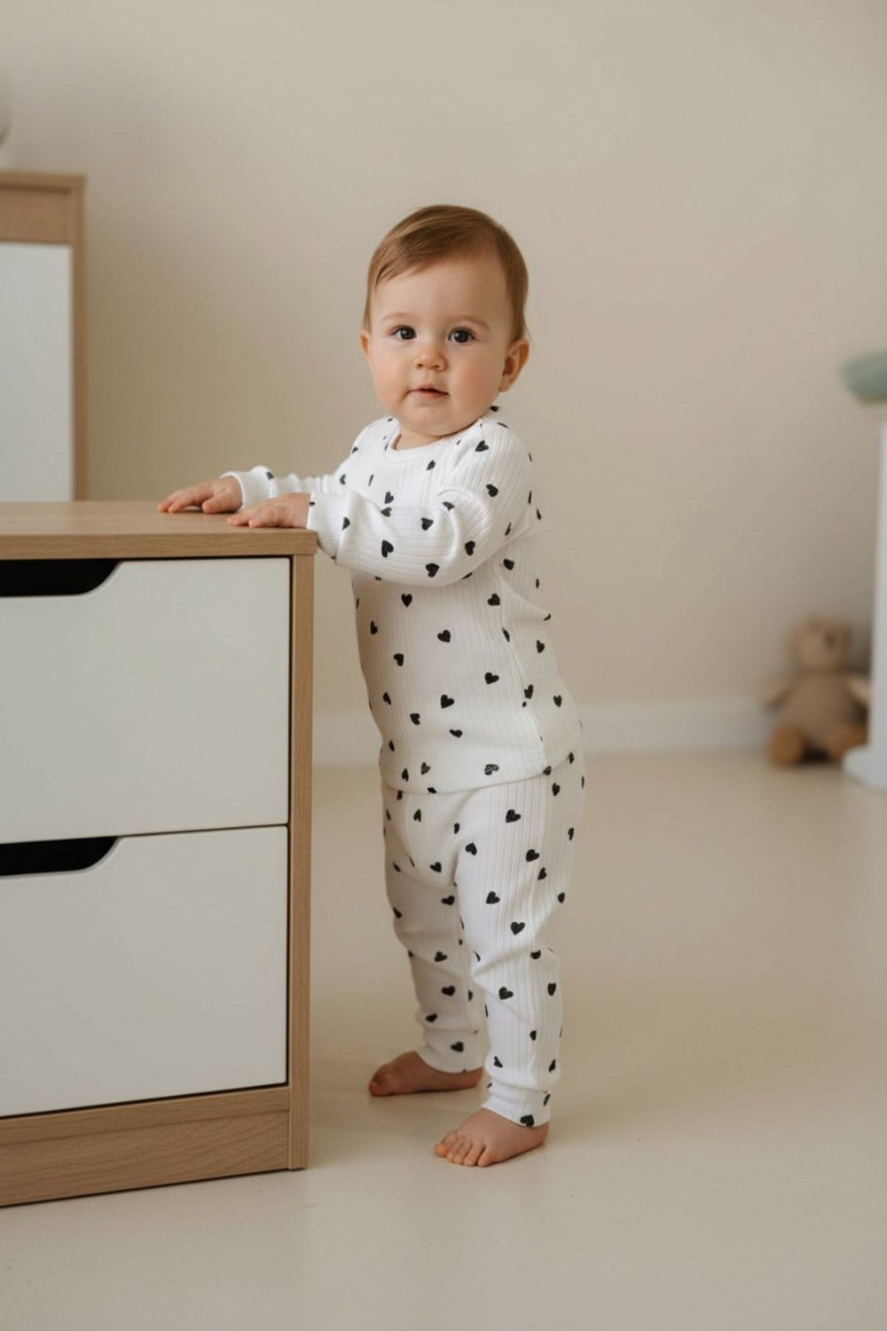 Raporlu Kumaş Desenli Çocuk Pijama Takımı