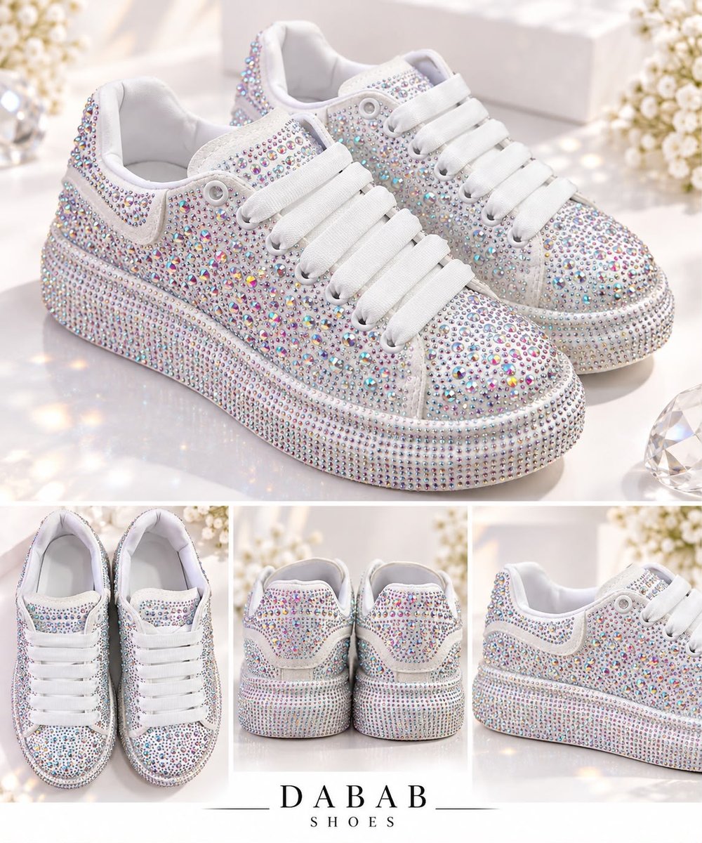 STELLA Kadın Beyaz Taşlı Işıltılı Platform Sneakers Spor Ayakkabı