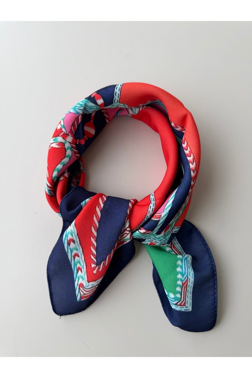 Desenli Renkli Fular Bandana 50x50cm Kadın Giyim Aksesuar