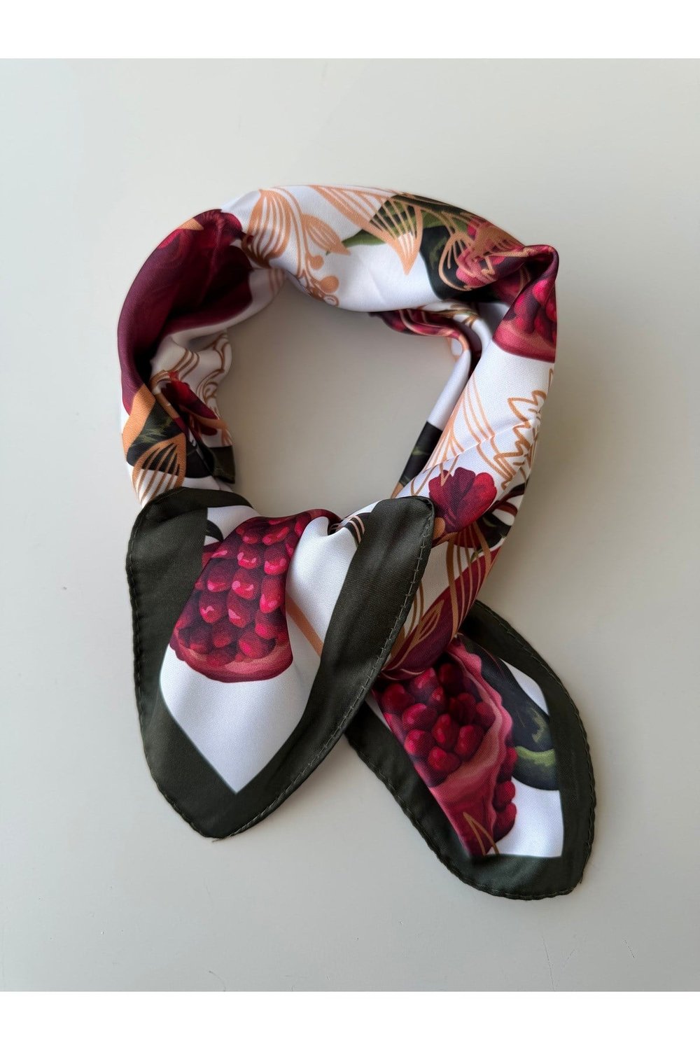 Nar Desenli Fular Bandana 50x50cm Kadın Giyim Aksesuar