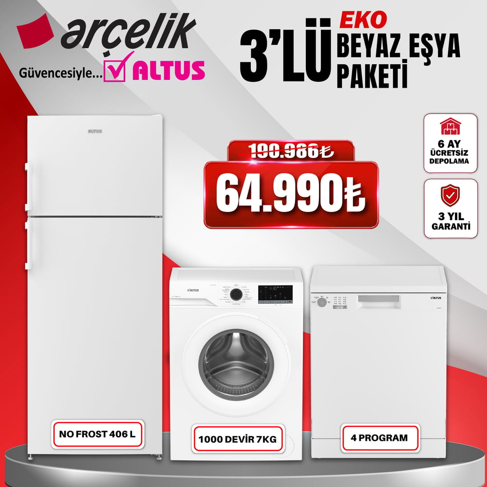 Altus 3'lü Eko Beyaz Eşya Paketi