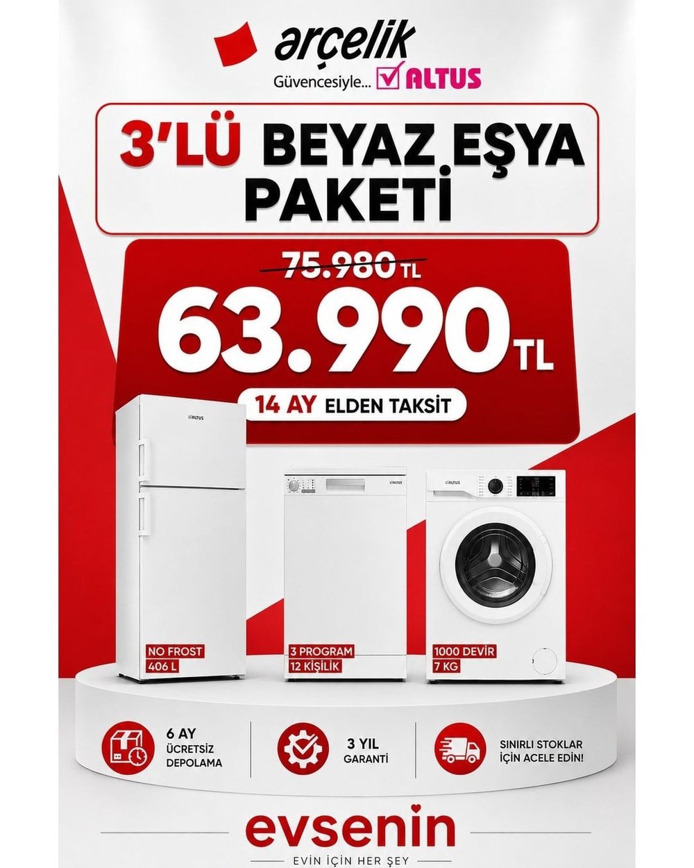 Arçelik 3'lü Beyaz Eşya Paketi 2