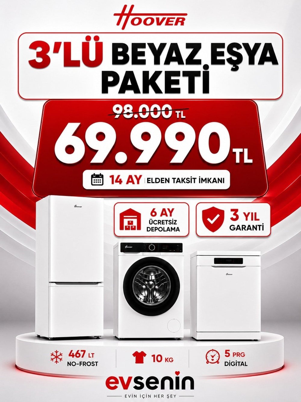 Hoover 3'lü Beyaz Eşya Paketi