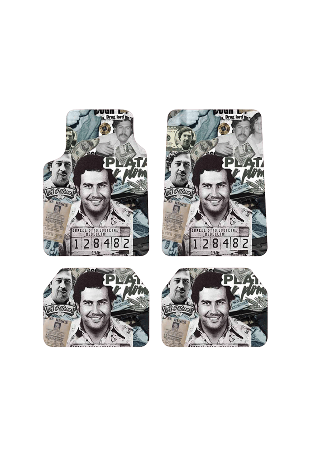 OEM Pablo Escobar Plata o Plomo Tasarımlı Dijital Baskılı 4 Parça Üniversal Halı Paspas Seti