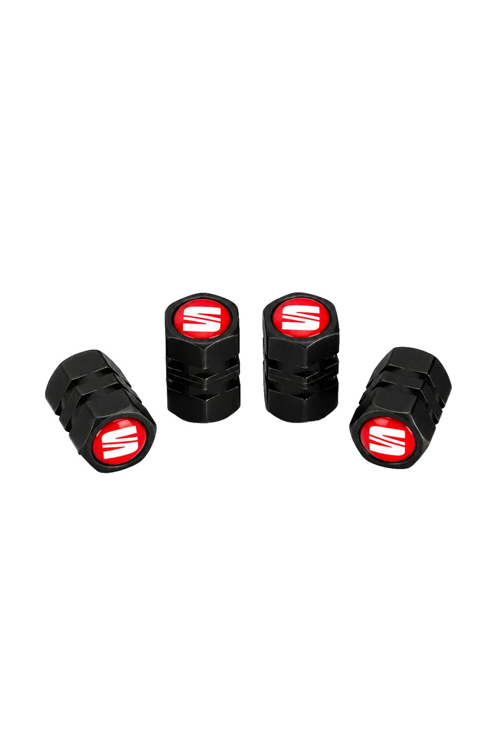Seat Logo Baskılı Universal Sibop Kapağı Seti - Siyah & Kırmızı (4 Adet)
