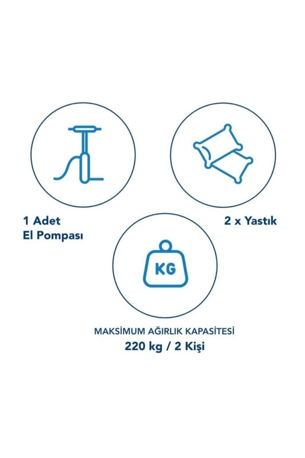 Avenli Queen 21470 Çift Kişilik Yastıklı Şişme Yatak+2 Yastık+El Pompası 203x152x22 cm