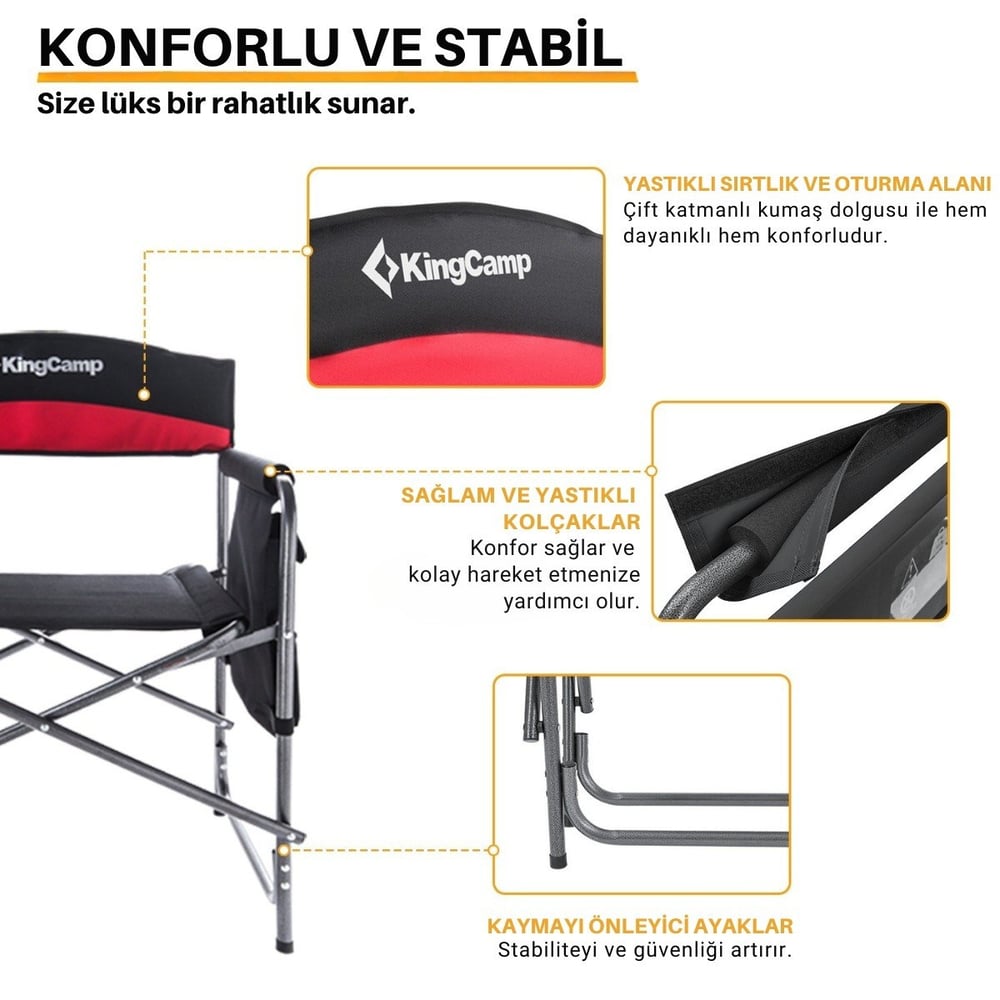 KingCamp Ash Comfort Katlanır Kamp Sandalyesi Red