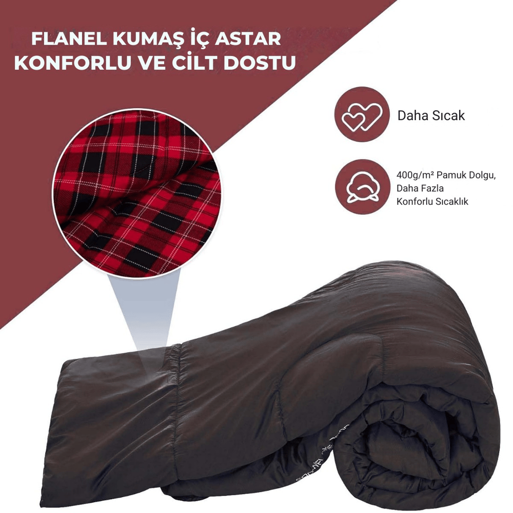 KingCamp Snowflake 300-D Ultra Çift Kişilik Uyku Tulumu Black