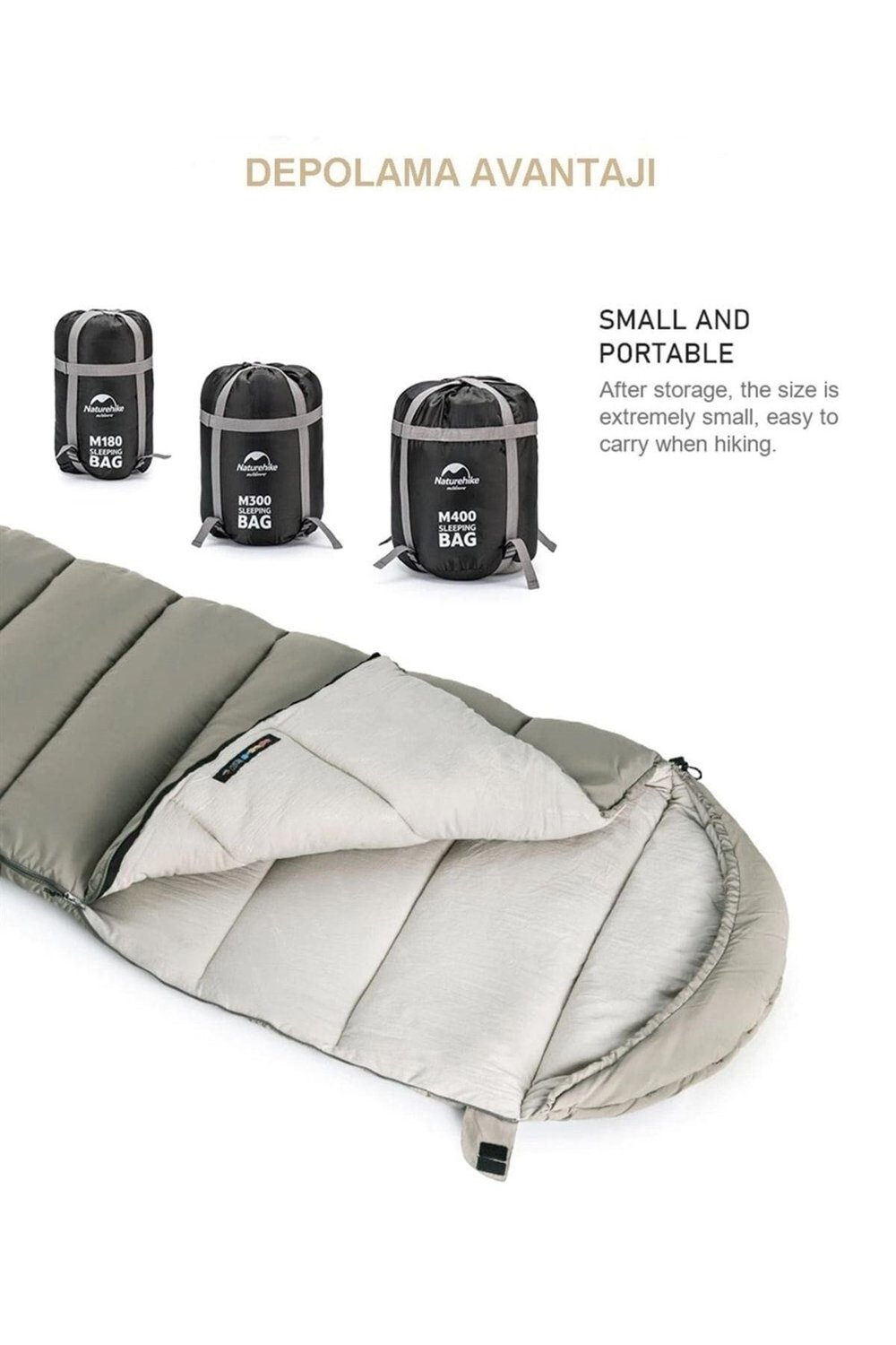 Naturehike M180s Pongee Pamuklu Uyku Tulumu -8°c Yeşil