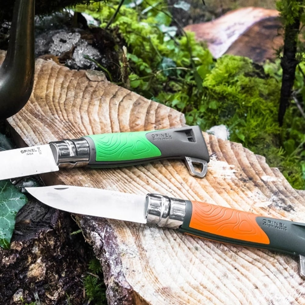 Opinel N°8 Düdüklü Polimer Sap Tırtıklı Inox/Çelik Turuncu Çakı