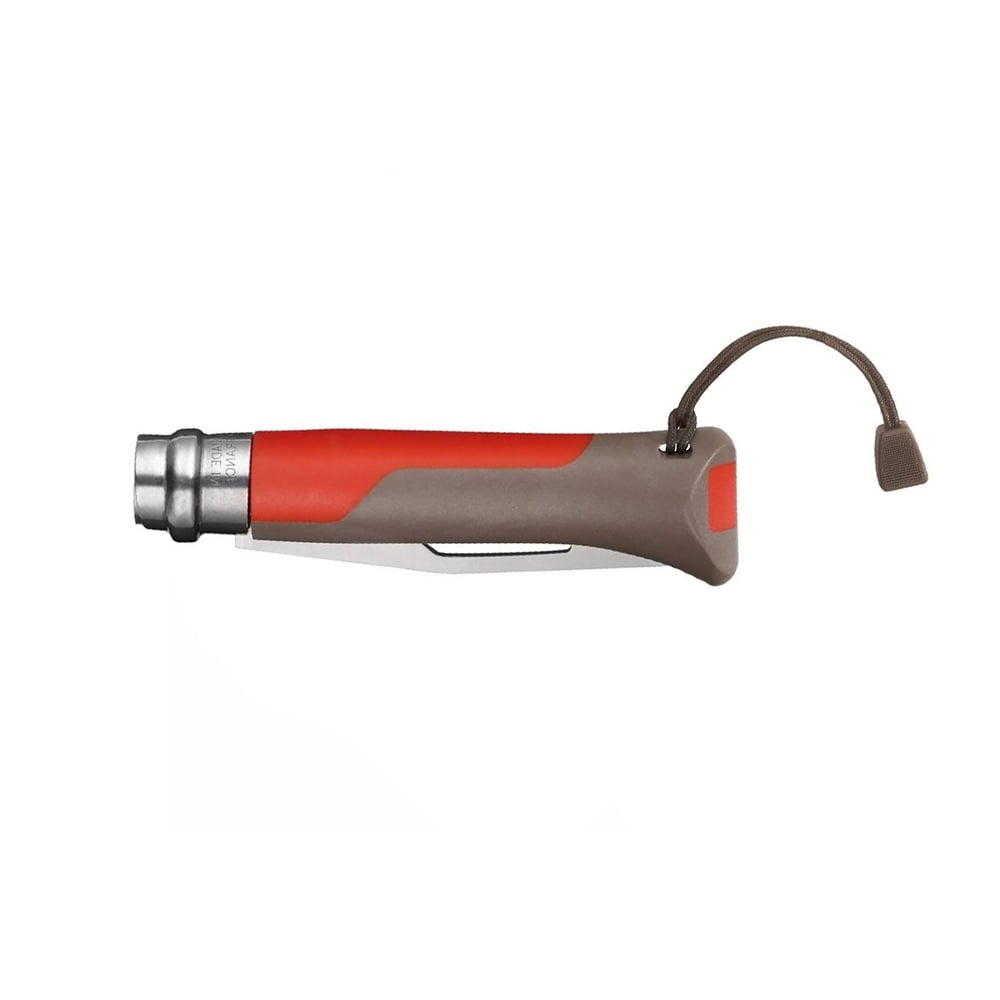 Opinel N°8 Düdüklü Polimer Sap Tırtıklı Inox/Çelik Kırmızı Çakı