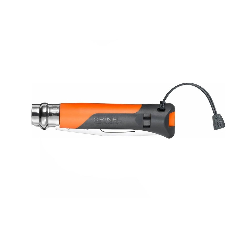 Opinel N°8 Düdüklü Polimer Sap Tırtıklı Inox/Çelik Turuncu Çakı