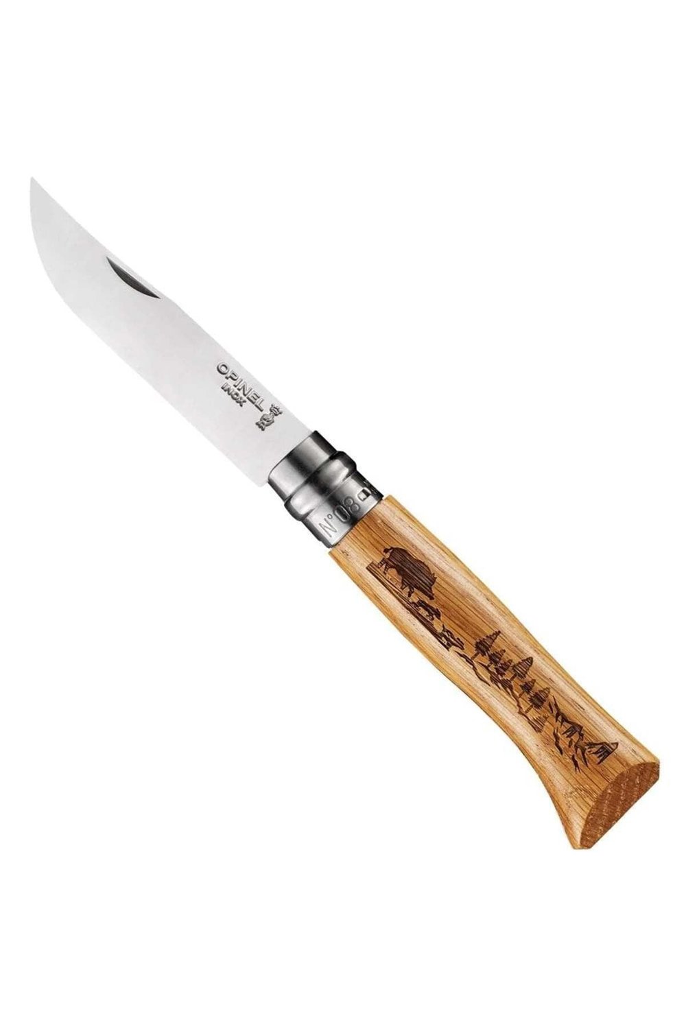 Opinel Yaban Domuzu Desenli N°8 Meşe Saplı Inox/Çelik Çakı 