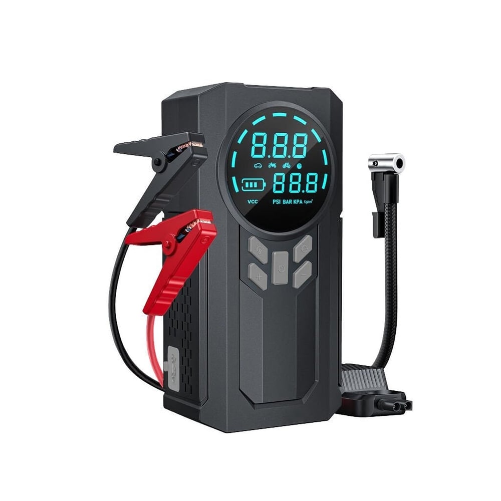 Yek Outdoor Akıllı Dijital Ekranlı Araç Lastik Şişirici ve Akü Takviye Cihazı – 150 PSI | 12.000 mAh