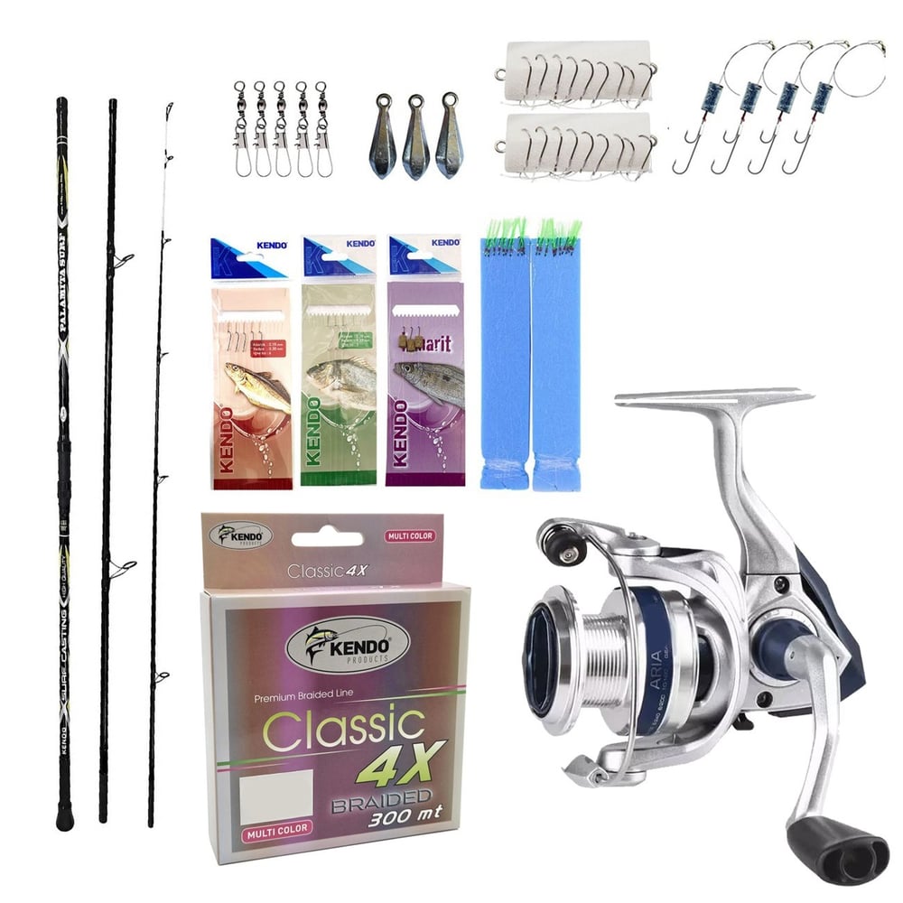Yek Outdoor Hazır Olta Seti Kendo Palamita Surf 420cm 250gr 3 Parça Olta Kamışı&Okuma ARIA-8000a Olta Makinesi