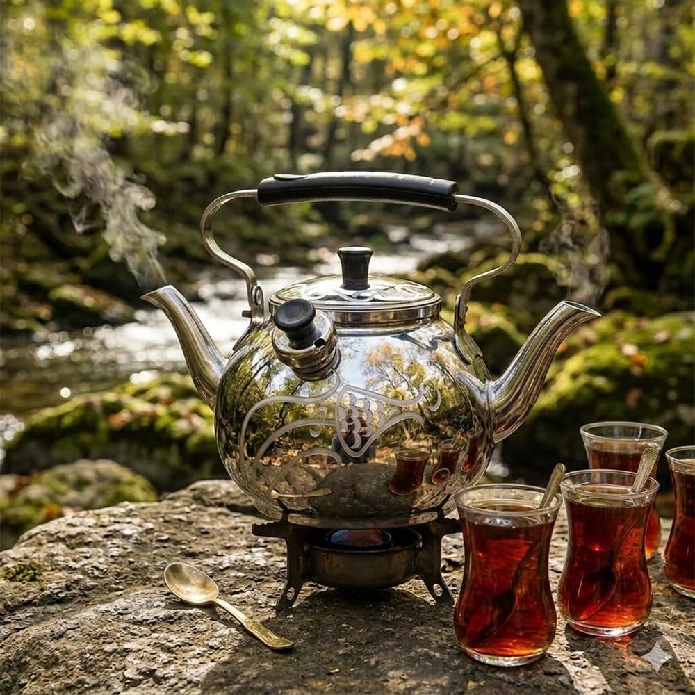Yek Outdoor N°20 Çift İbrikli Lüks İşlemeli Alüminyum Çaydanlık 2,5 Litre
