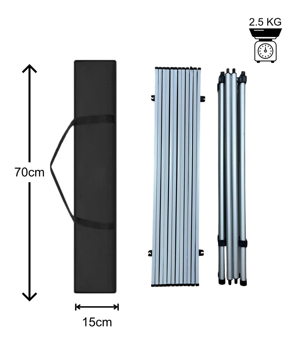 Yek Outdoor Portatif Alüminyum Katlanır Kare Kamp Masası 70x70x70 Gri