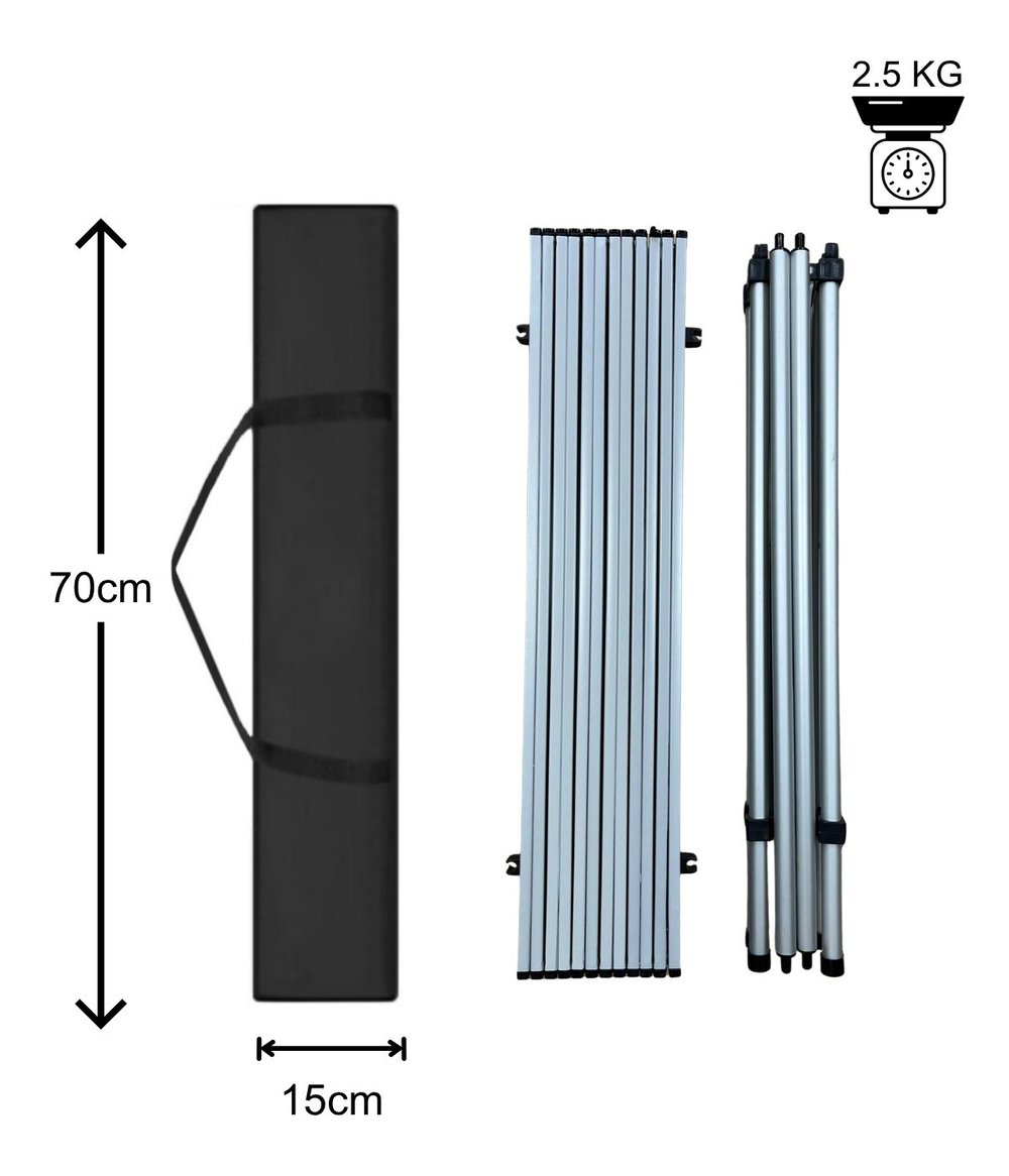 Yek Outdoor Portatif Alüminyum Katlanır Kare Kamp Masası 70x70x70 Siyah