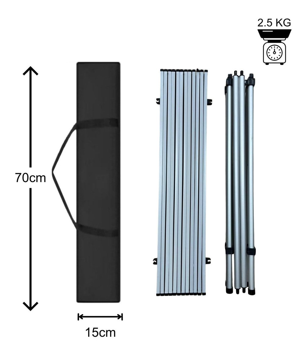 Yek Outdoor Portatif Alüminyum Katlanır Kare Kamp Masası 70x70x70 Gri