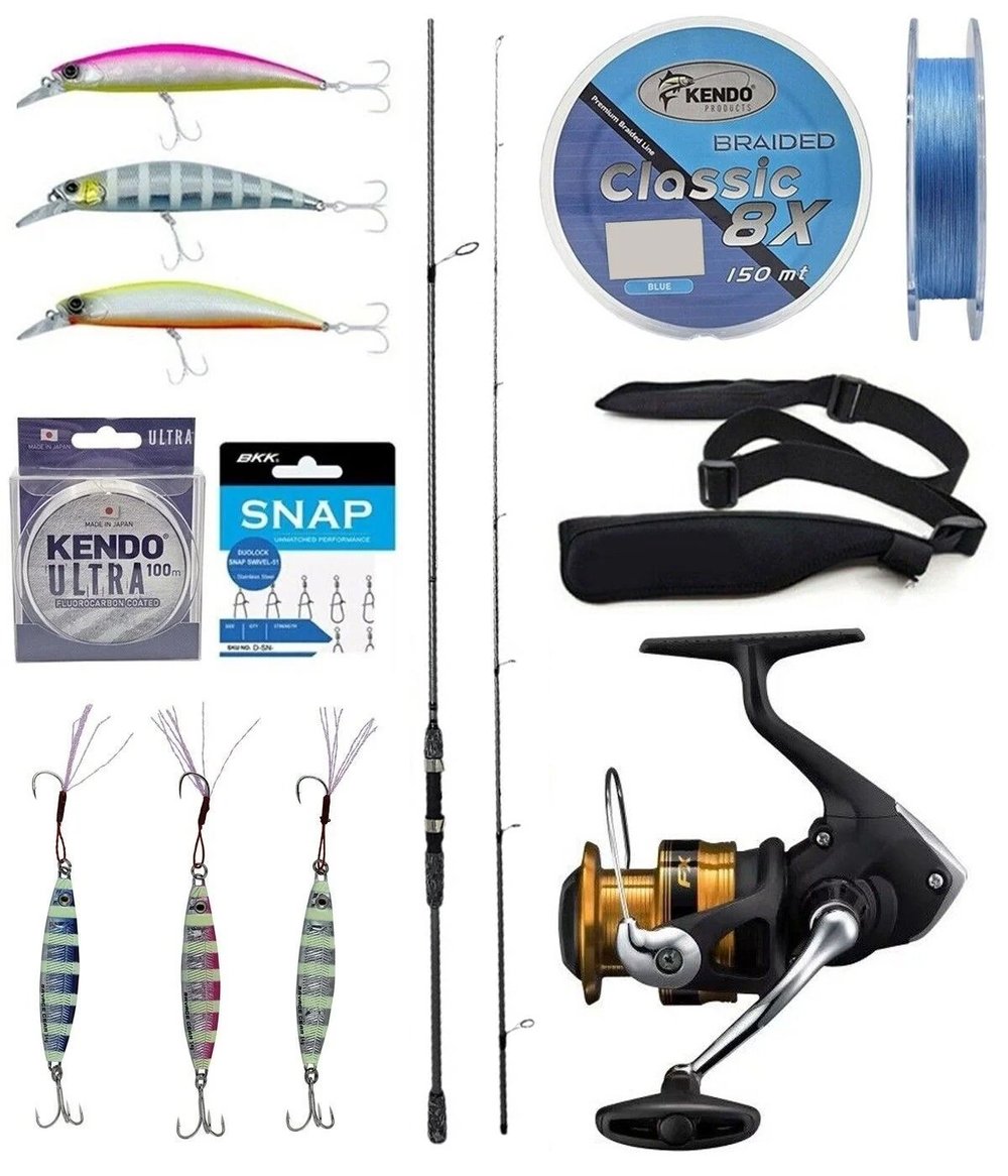 Yek Outdoor Spin Olta Seti Okuma Wave Up Spin 270cm 10-40gr 2 Parça Olta Kamışı&Shimano Makina FX 2500 FC HG