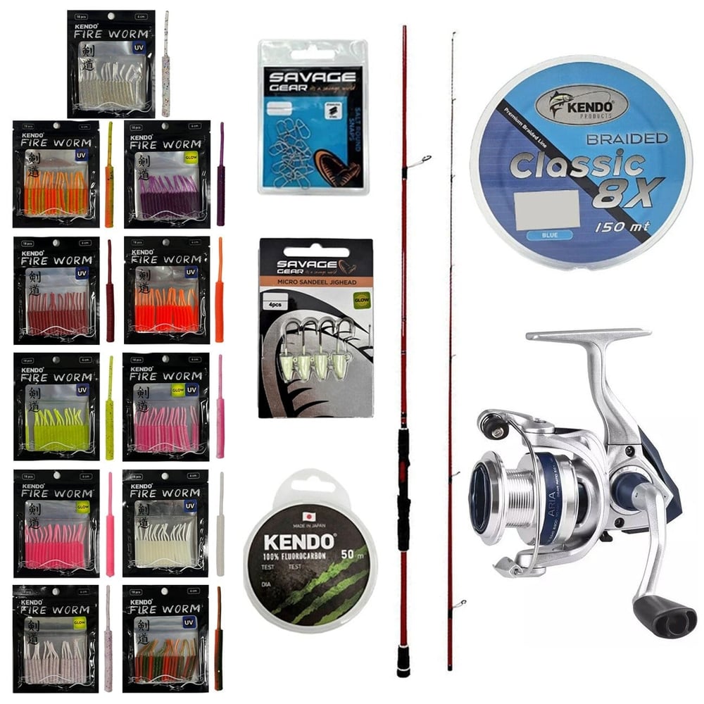 YekOutdoor FireWorm LRF Seti Okuma Red Spin 76 228 cm 3-15 gr 2 Parça&Okuma ARIA-1000a 1BB Olta Makinesi