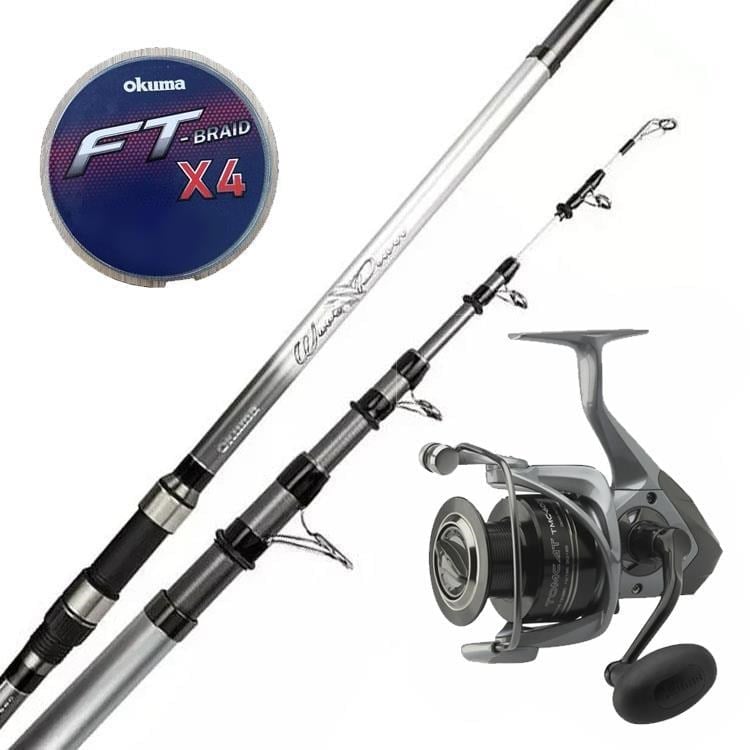 YekOutdoor Hazır Olta Seti Okuma Wave Power Tele Surf 4.20 cm 100-200 gr 5 Parça Surf Kamışı&Okuma Tomcat TMC-8000 (4.8:1) 6+1bb Olta Makinesi