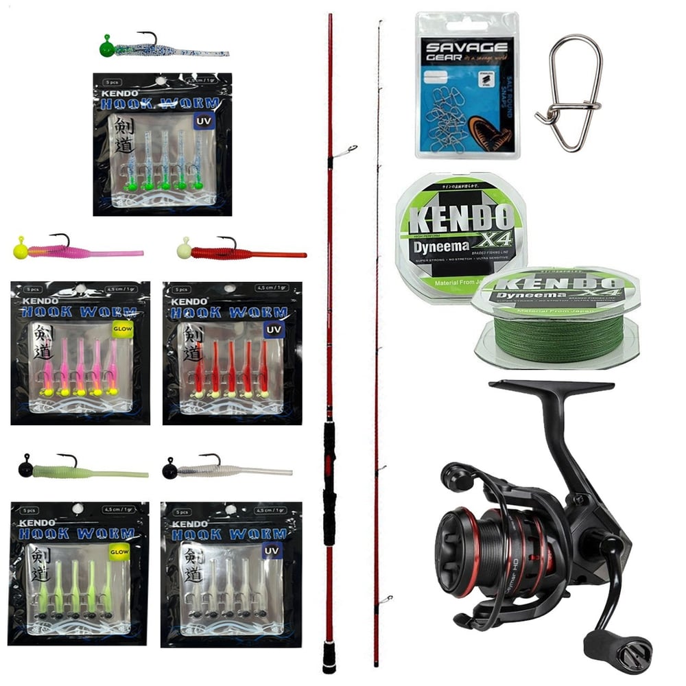 YekOutdoor HookWorm LRF Seti Okuma Red Spin 70 2.12 cm 1-12 gr 2 Parça&Okuma Ceymar HD CHD-1000A 7+1BB Olta Makinesi