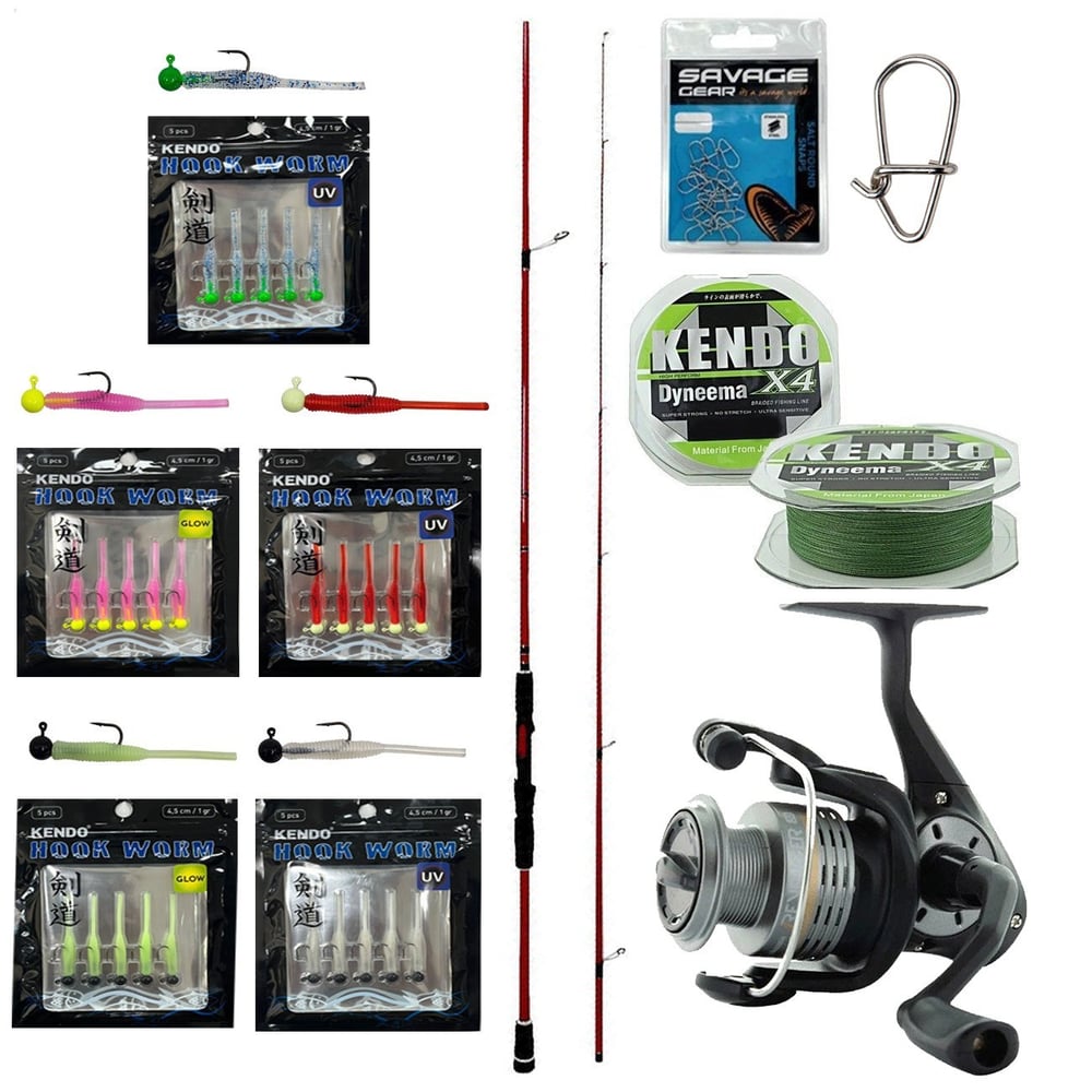 YekOutdoor HookWorm LRF Seti Okuma Red Spin 70 2.12 cm 1-12 gr 2 Parça&Okuma Revenger RV-25 FD Olta Makinesi