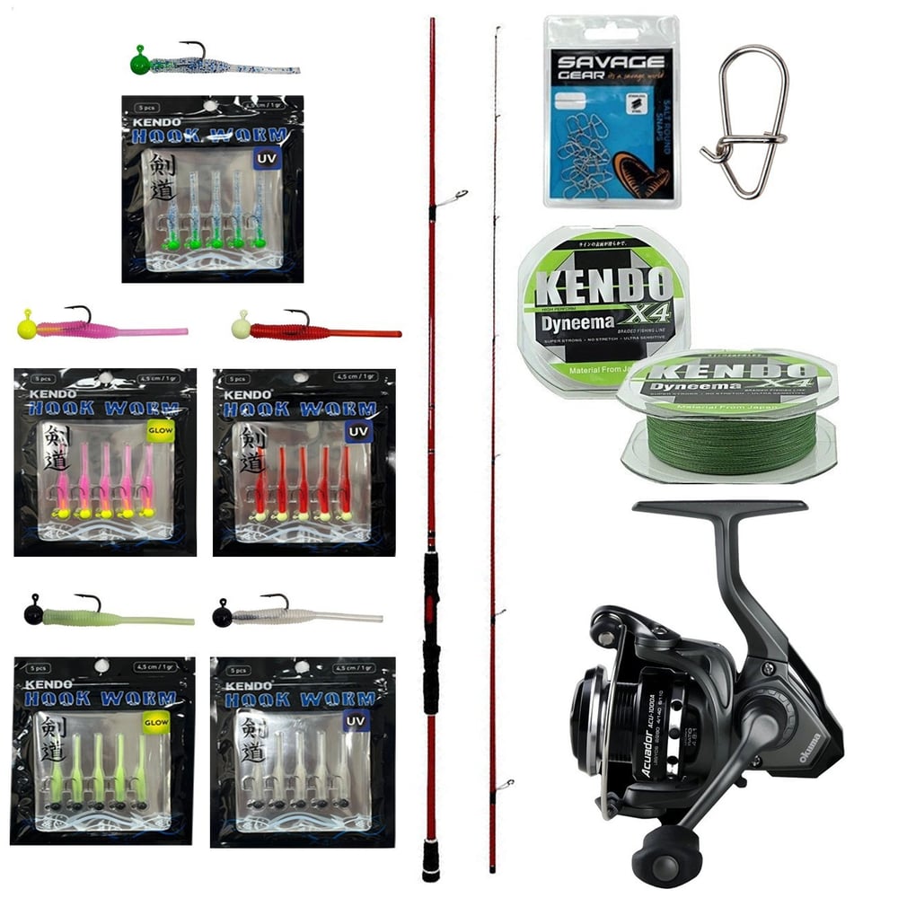 YekOutdoor HookWorm LRF Seti Okuma Red Spin 70 2.12 cm 1-12 gr 2 Parça&Okuma Acuador ACU-1000A 3+1BB Olta Makinesi