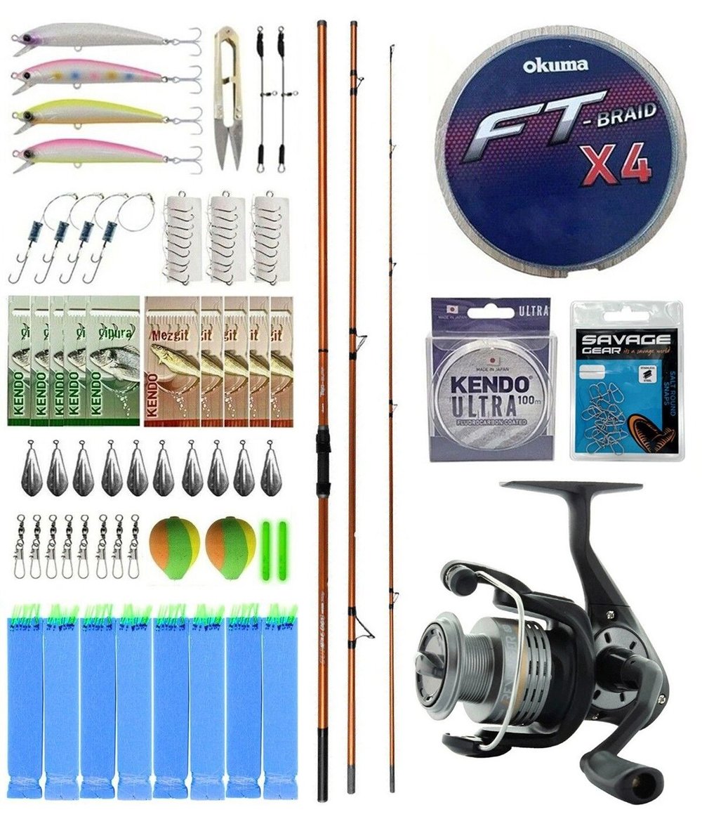 YekOutdoor Olta Seti Okuma Trio Rex Surf 420cm 120-250gr 3 Parça Surf Kamışı&Okuma Revenger RV-65 FD Olta Makinesi