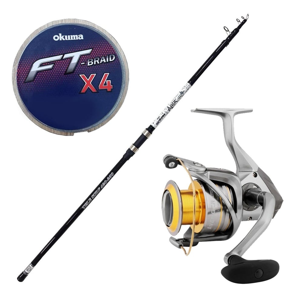 YekOutdoor Profesyonel Olta Seti Okuma Aria Tele Surf 3,90 cm 100-200 gr Surf Kamışı&Okuma Avenger Av-6000 6+1BB Olta Makinesi