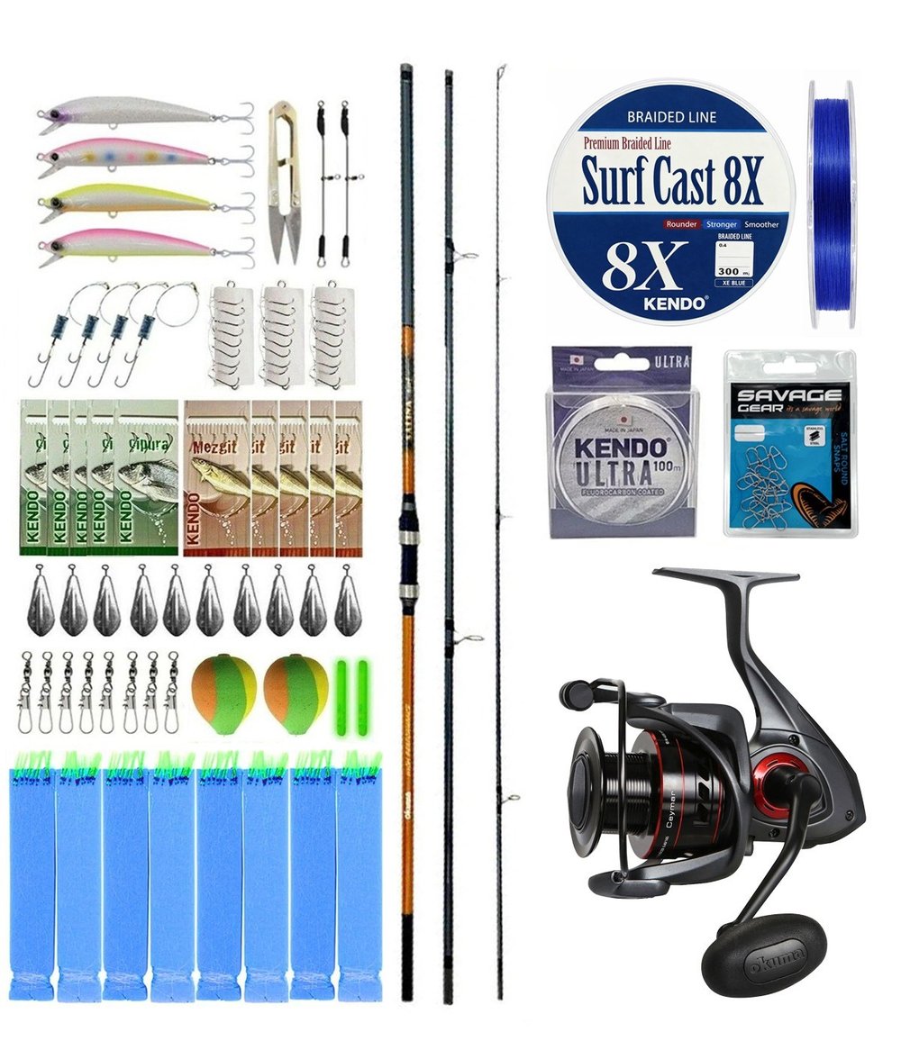 YekOutdoor Surf Olta Seti Okuma Salina Surf 420 cm 3 Parça Surf Kamışı&Okuma Ceymar C-8000A Olta Makinesi