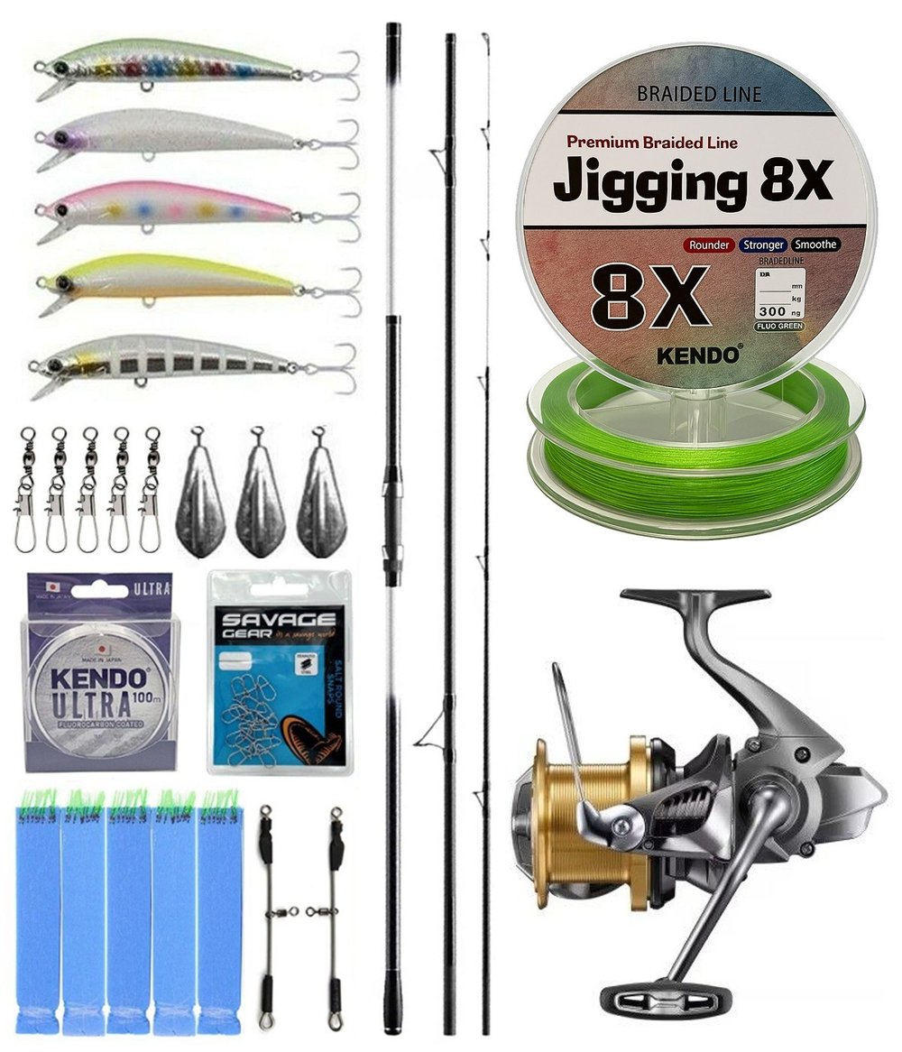 YekOutdoor Surf Seti Shimano Kamış Beastmaster K Surf Hybrid 4,50m 225g 3pc K-type DPS&Shimano Makina Aerlex XSC 14000