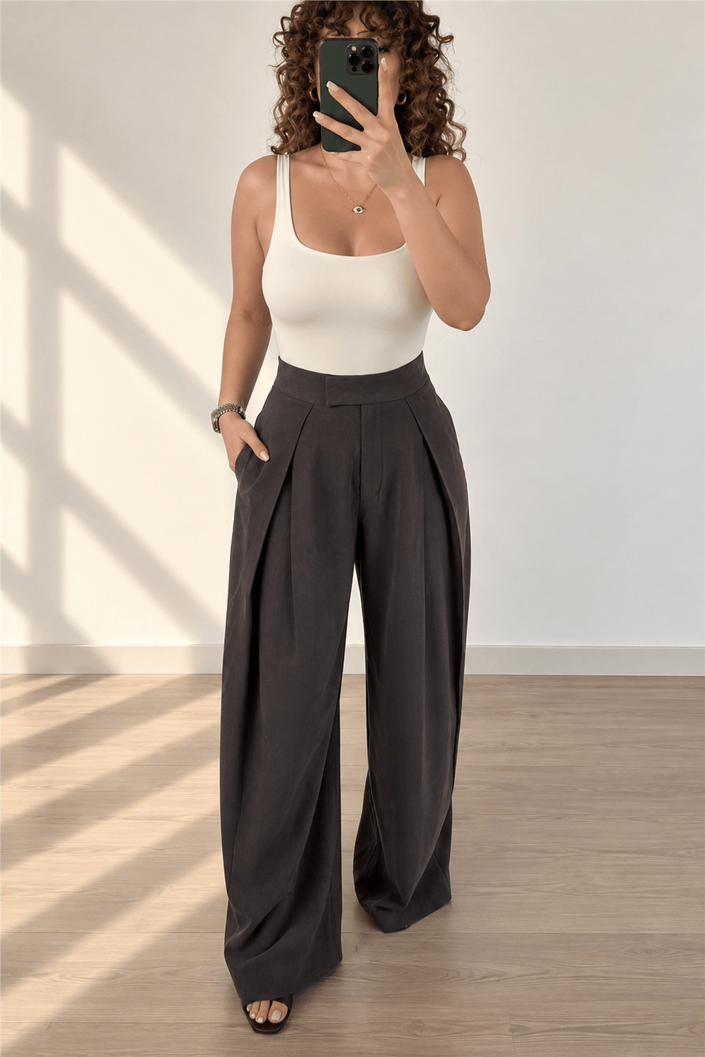 Kahve Fit Liyosel Kumaş Pantolon