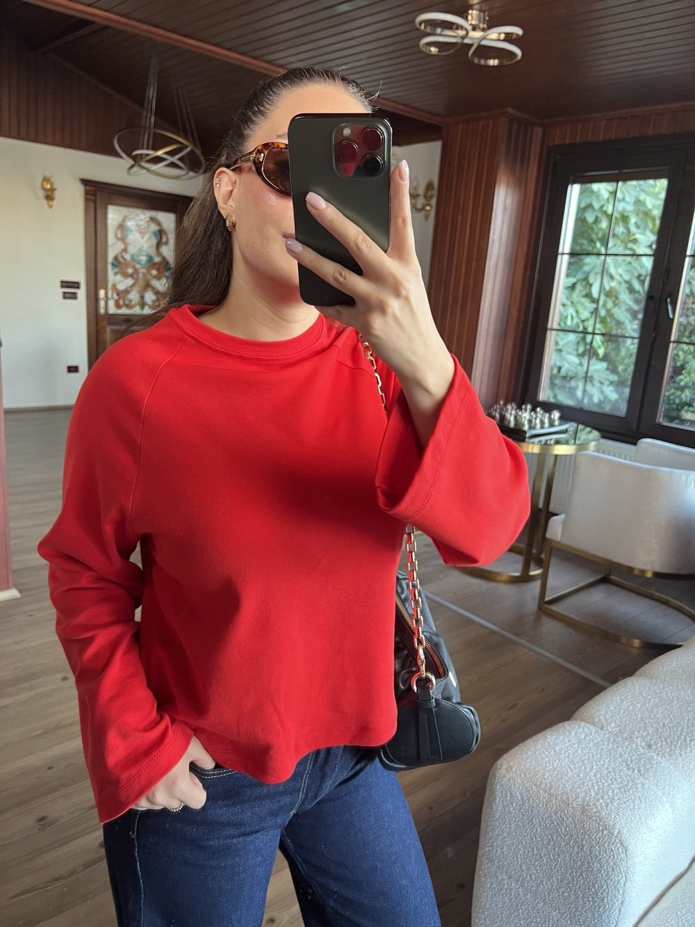 Kırmızı Bisiklet Yaka Basic T-Shirt