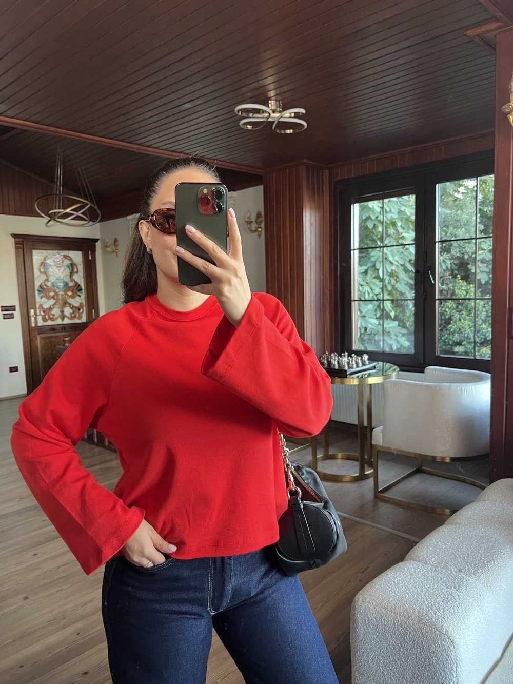 Kırmızı Bisiklet Yaka Basic T-Shirt