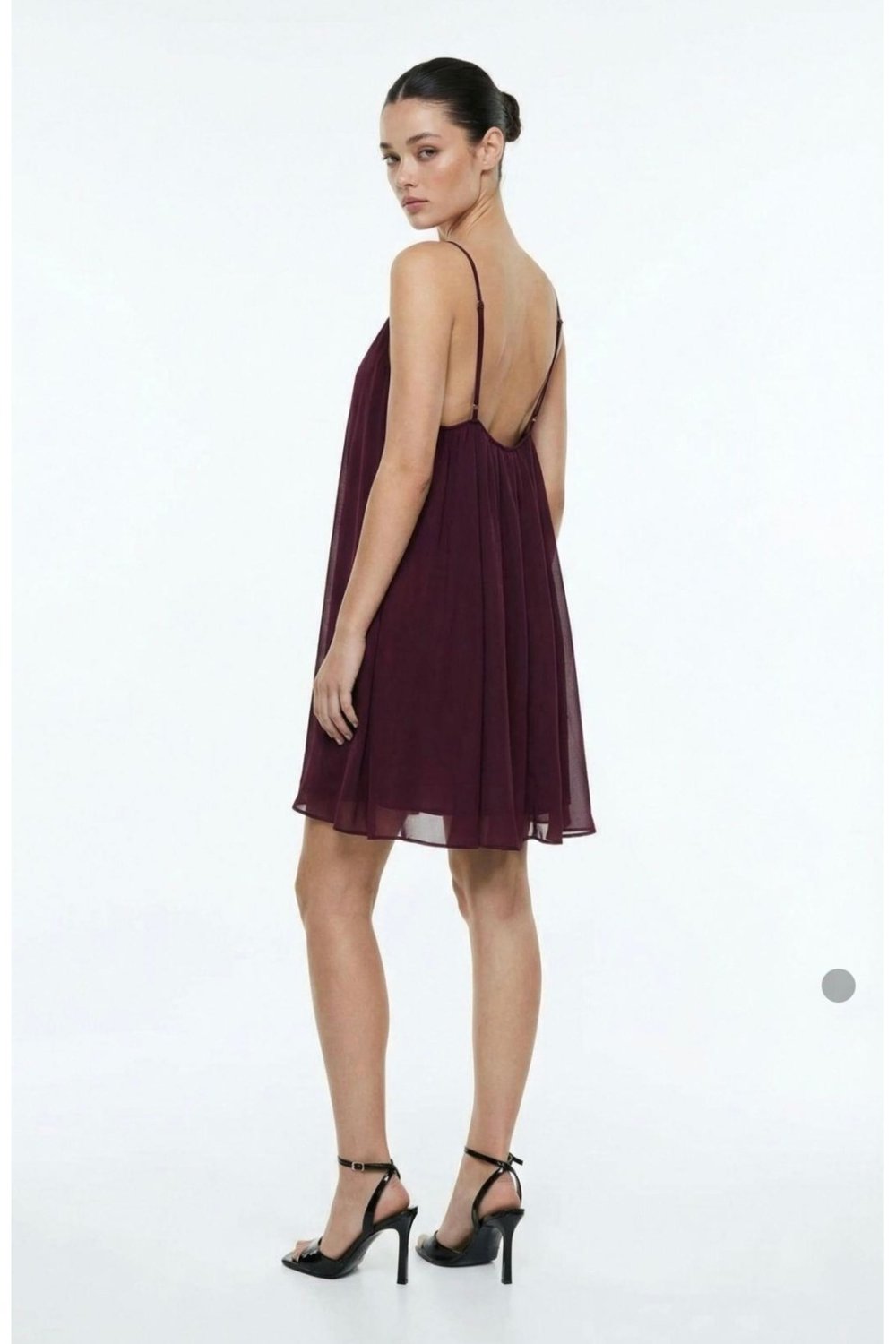 BLG şifon elbise mini bordo