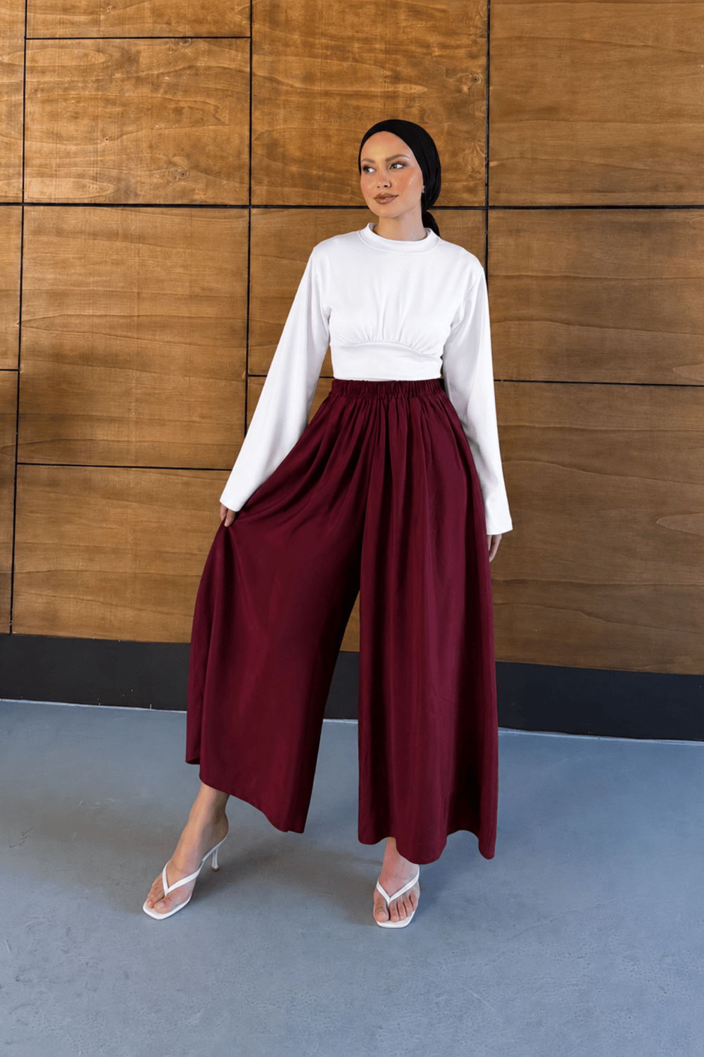 Mira Tensel Etek Görünümlü Pantolon - Bordo