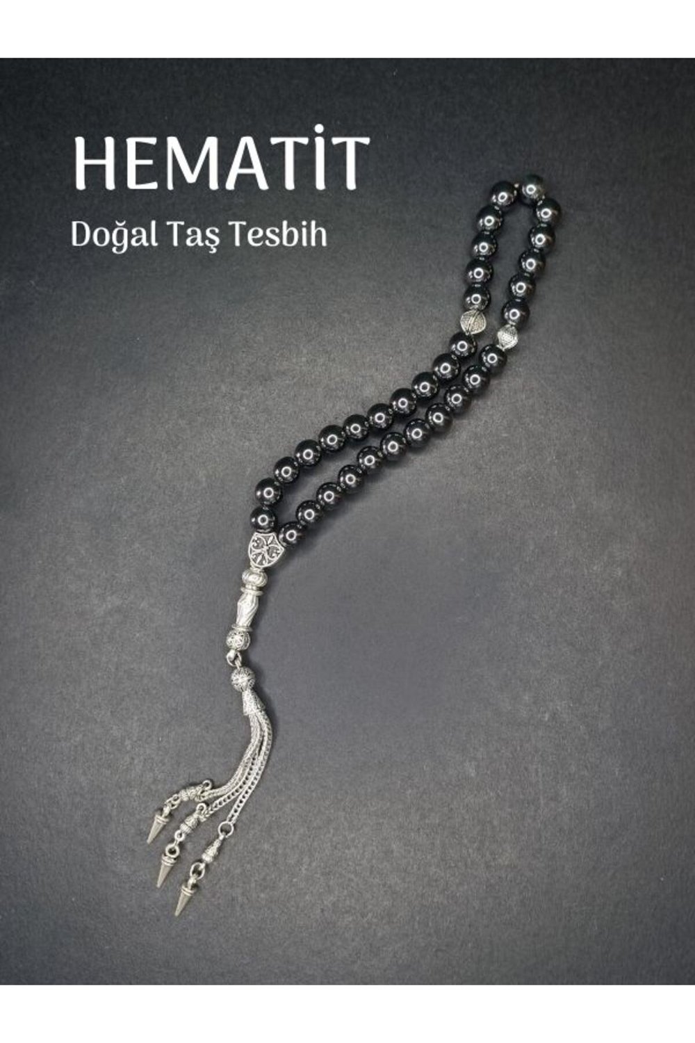 Komple Mat Hematit Tesbih 8 mm Küre Kesim Şifa Pozitif Enerji Canlılık Taşı Tesbih