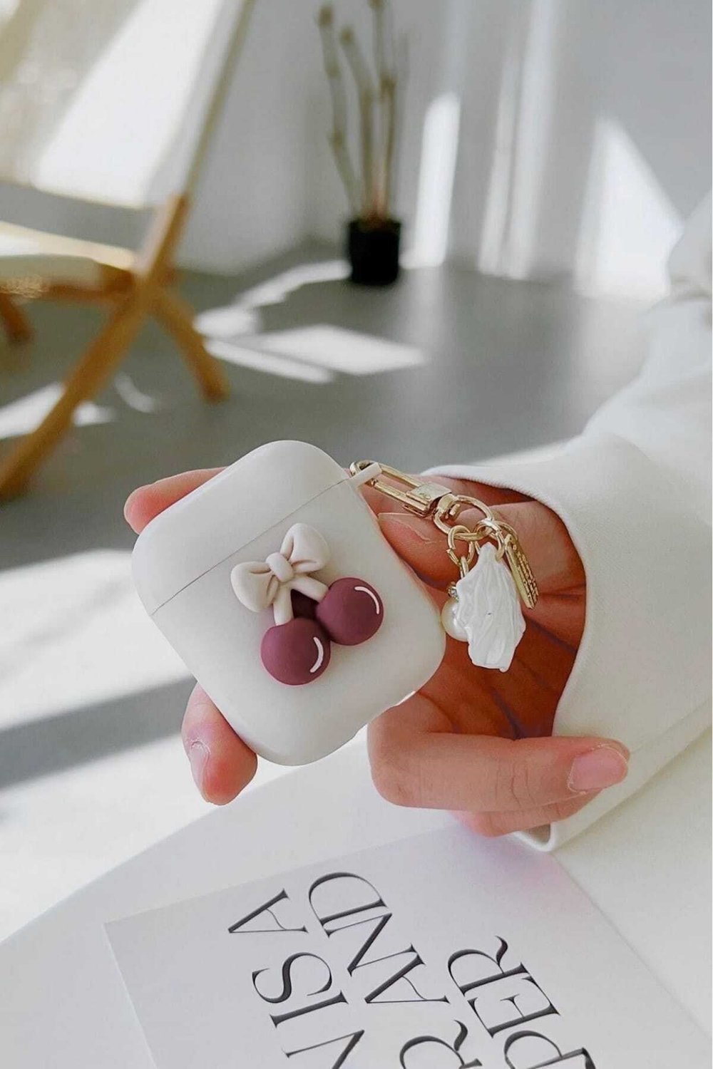 Airpods 1 ve 2. Nesil ile Uyumlu Kiraz Pinterest Estetiği Kore Stil Coquette Şık Koruyucu Kılıf