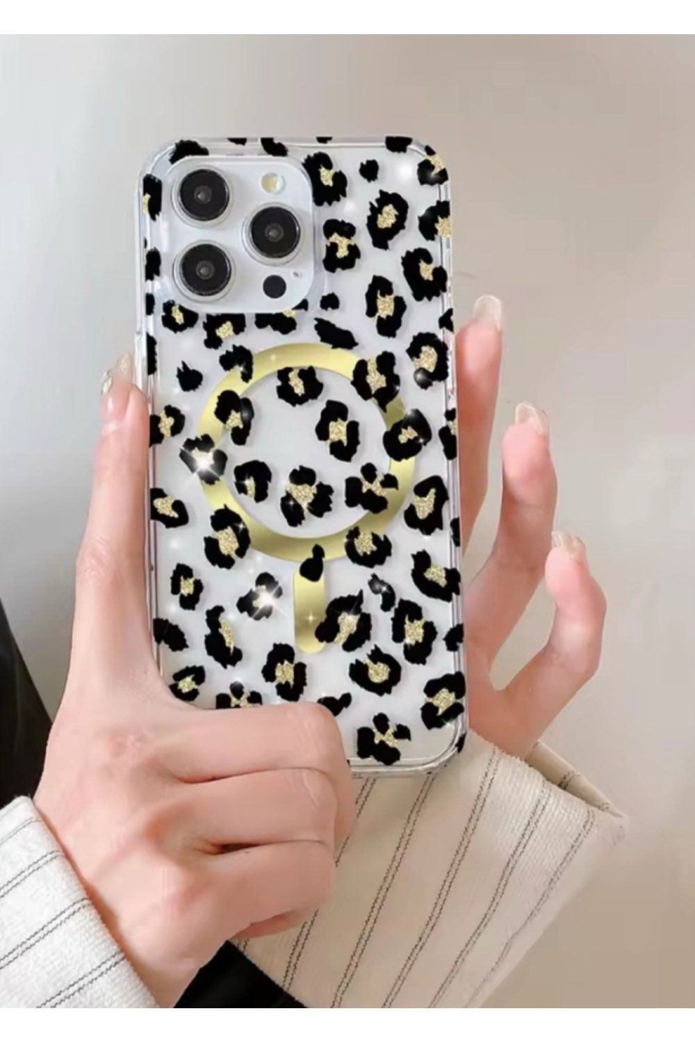 iPhone 11 Uyumlu Leopar Desenli MagSafe Uyumlu Telefon Kılıfı